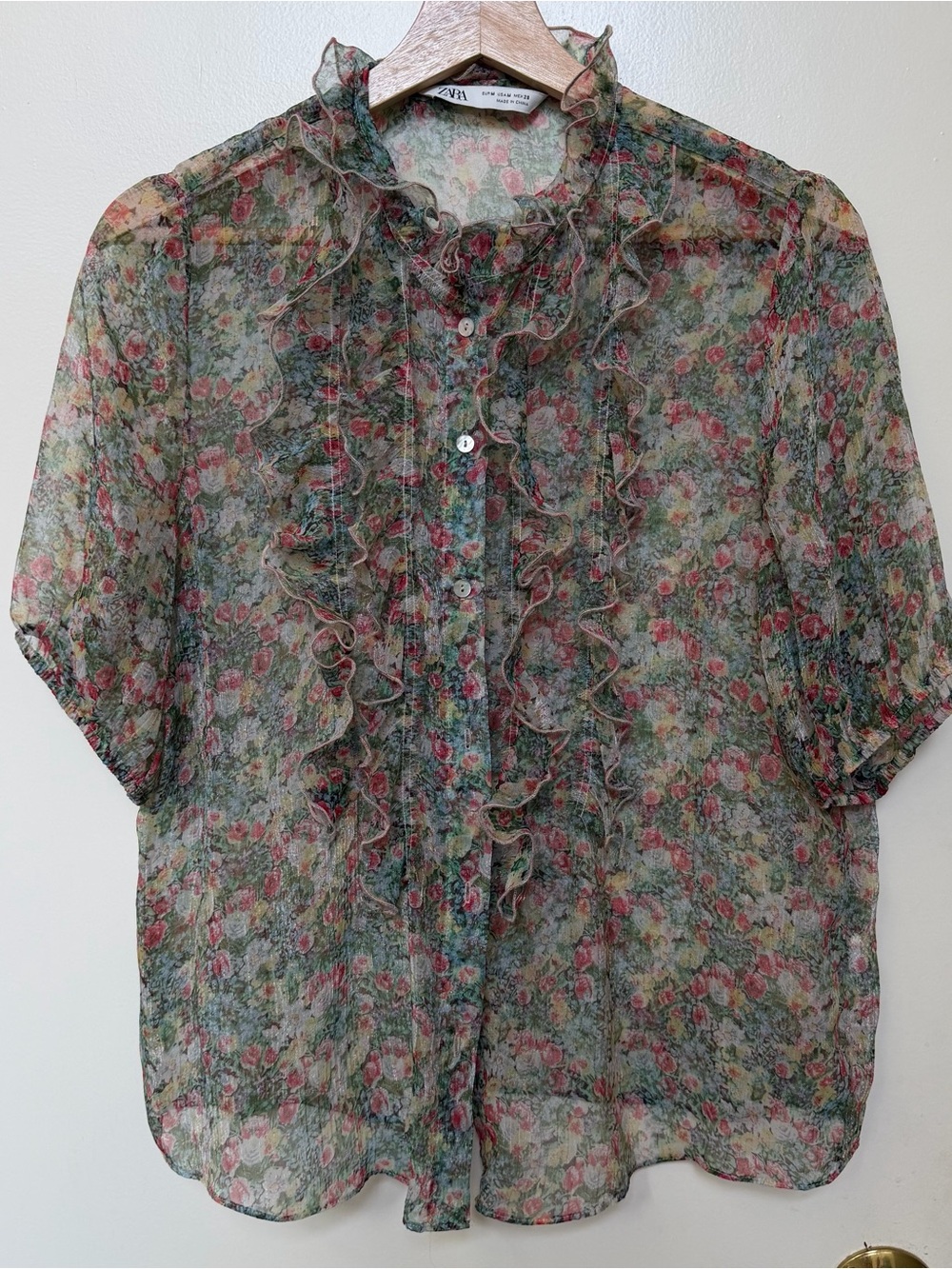 Zara Sheer, button up blouse.